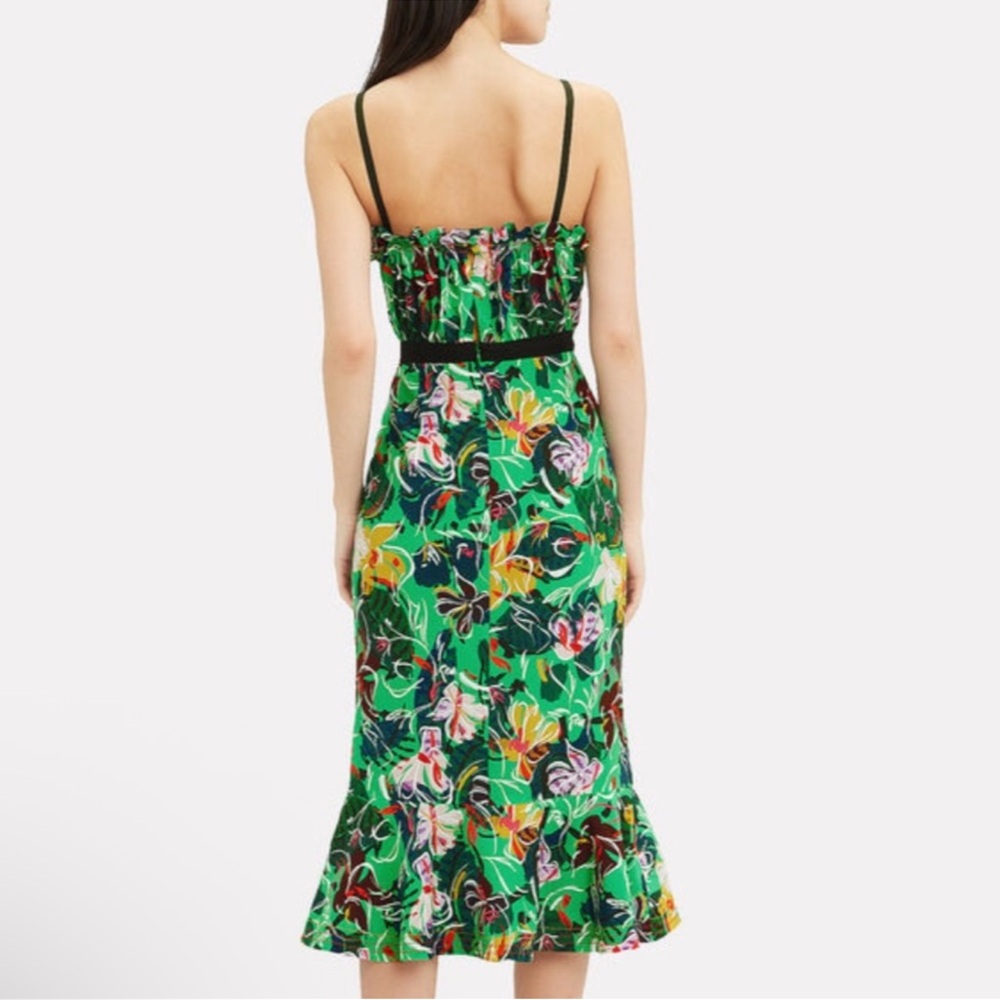 Saloni Jennie Emerald Green Floral Midi Dress - Picture 4 of 8